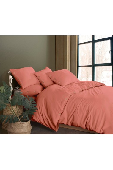 Taş Yıkama Nevresim Takımı Tek Renk ( çift kişilik )-tarçın